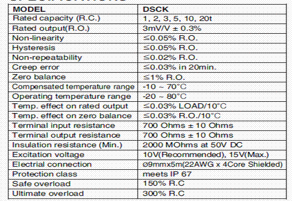 DSCK-3tf,DSCK-3tf稱重傳感器技術參數(shù)圖 