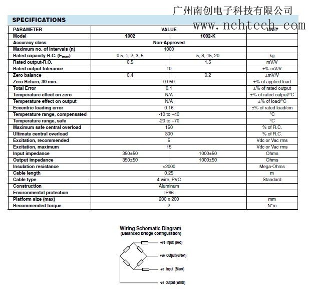 美國Tedea 1002-20kg稱重傳感器